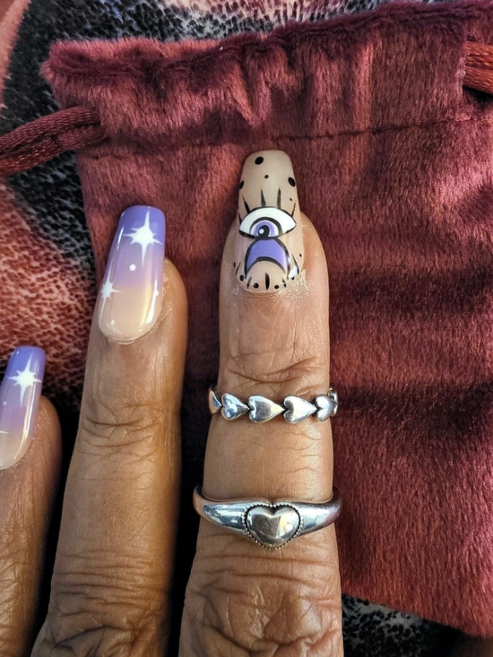 Silver Heart Ring Set New